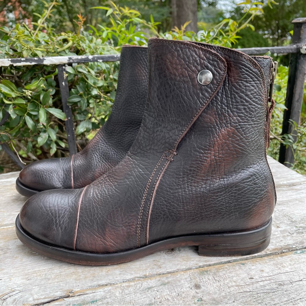Elia Maurizi Brown Leather Ankle Boots mens 7 Italy
